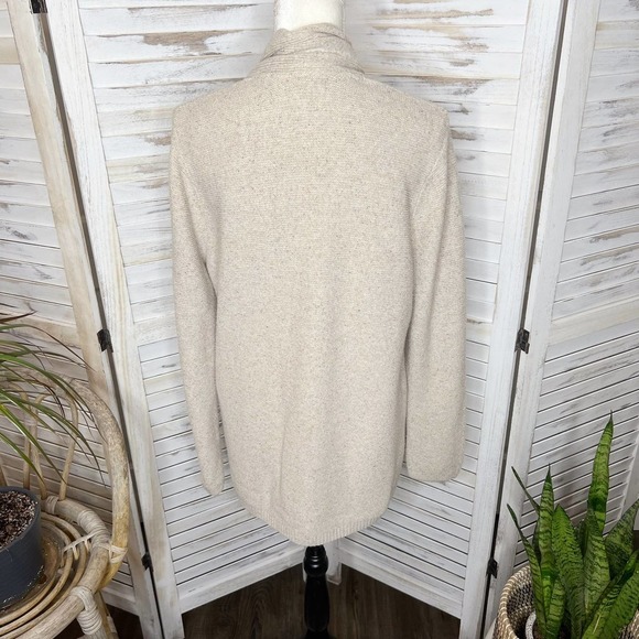J. JILL Women's Confetti Knit Open Front Cardigan Sweater Oatmeal Silk Blend L - Picture 4 of 12